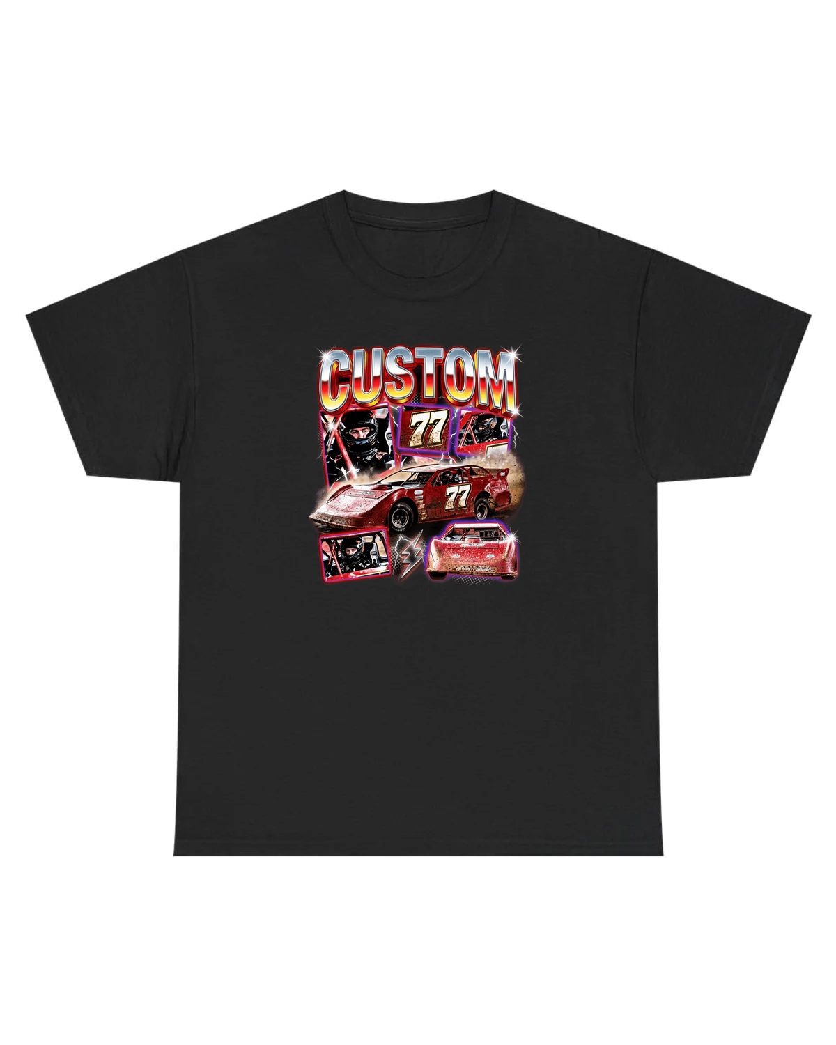 Custom Dirt Track Racing Collage Heavyweight Unisex Cotton Tee | YouWear.ai